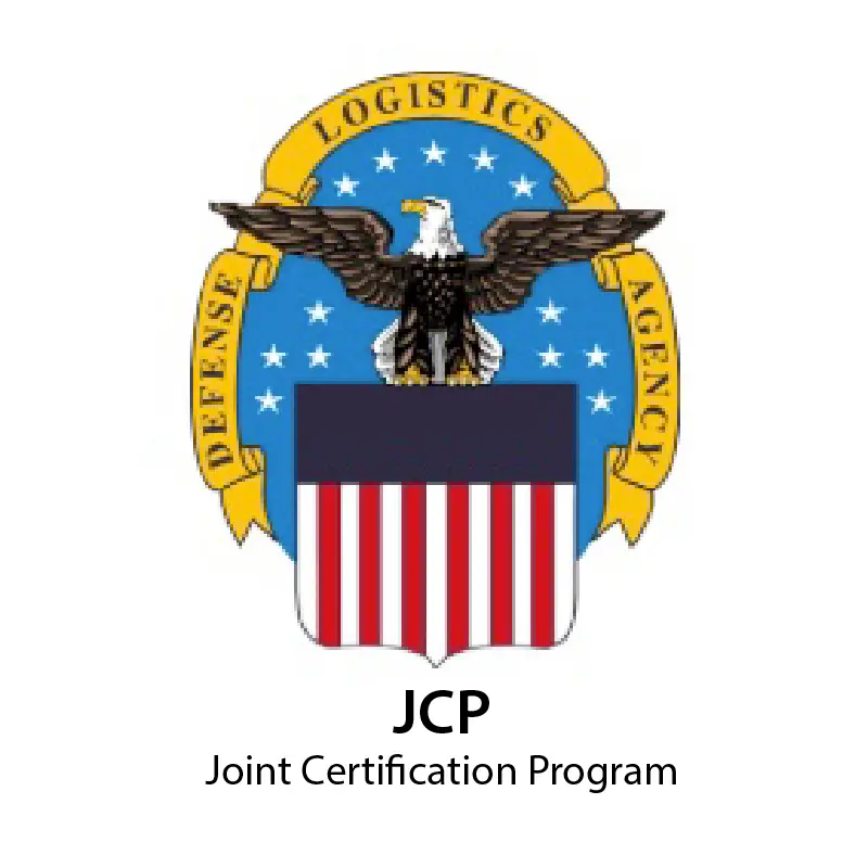 Official JCP seal showing an eagle above a shield with blue field and red-and-white stripes, symbolizing the Joint Certification Program
