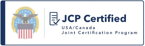 JCP Certified logo badge with the eagle seal and text 'USA/Canada Joint Certification Program'
