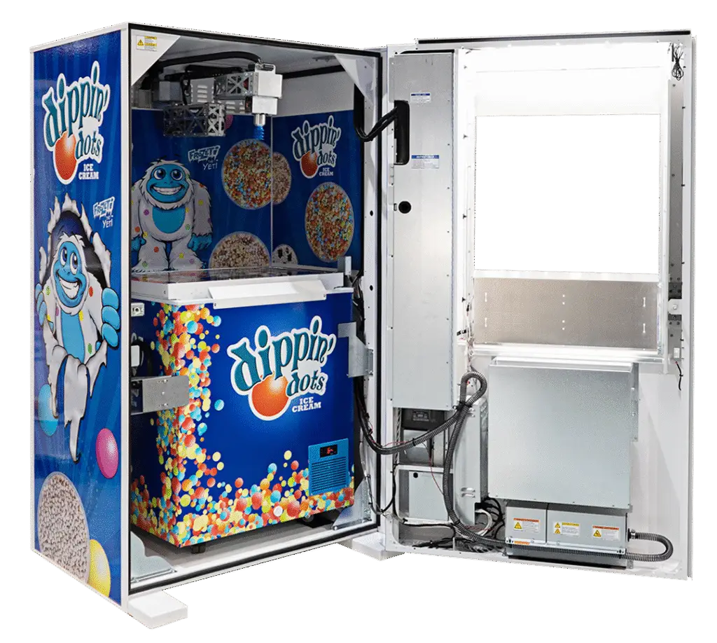 ippin' Dots automated vending machine enclosure fabricated by Chapco Inc. — precision sheet metal contract manufacturing for commercial food and beverage equipment, Deep River, Connecticut