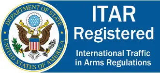 ITAR Registered banner with the Department of State seal and text 'International Traffic in Arms Regulations'.