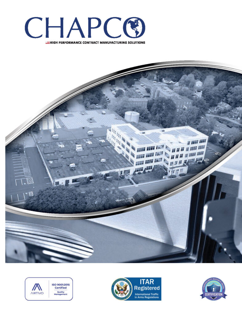 CHAPCO logo with a globe motif and curved silver arc over an aerial photo of a corporate building campus.