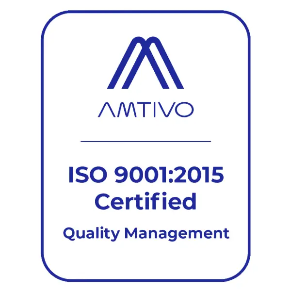 AMTIVO ISO 9001:2015 Certified Quality Management badge